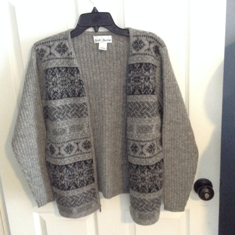 Croft & Barrow "S" Wool cardigan, Eclectic Granny, Nordic Granny, Ski Sweater
